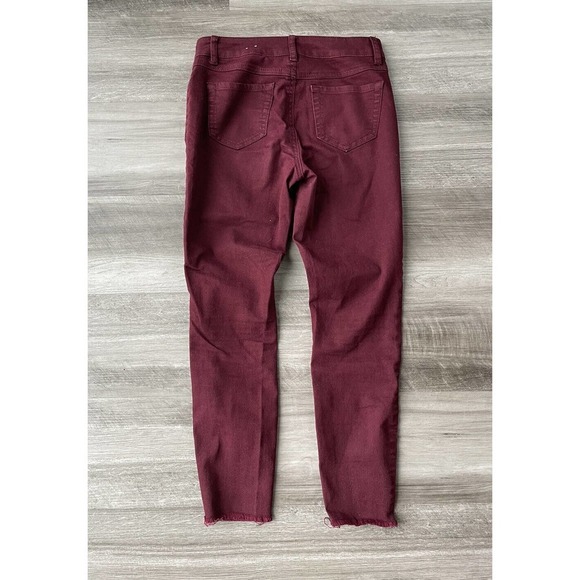 Blue Spice Juniors Maroon Skinny Ankle Jeans Size 3 Stretch Raw Hem M8 - Picture 2 of 6